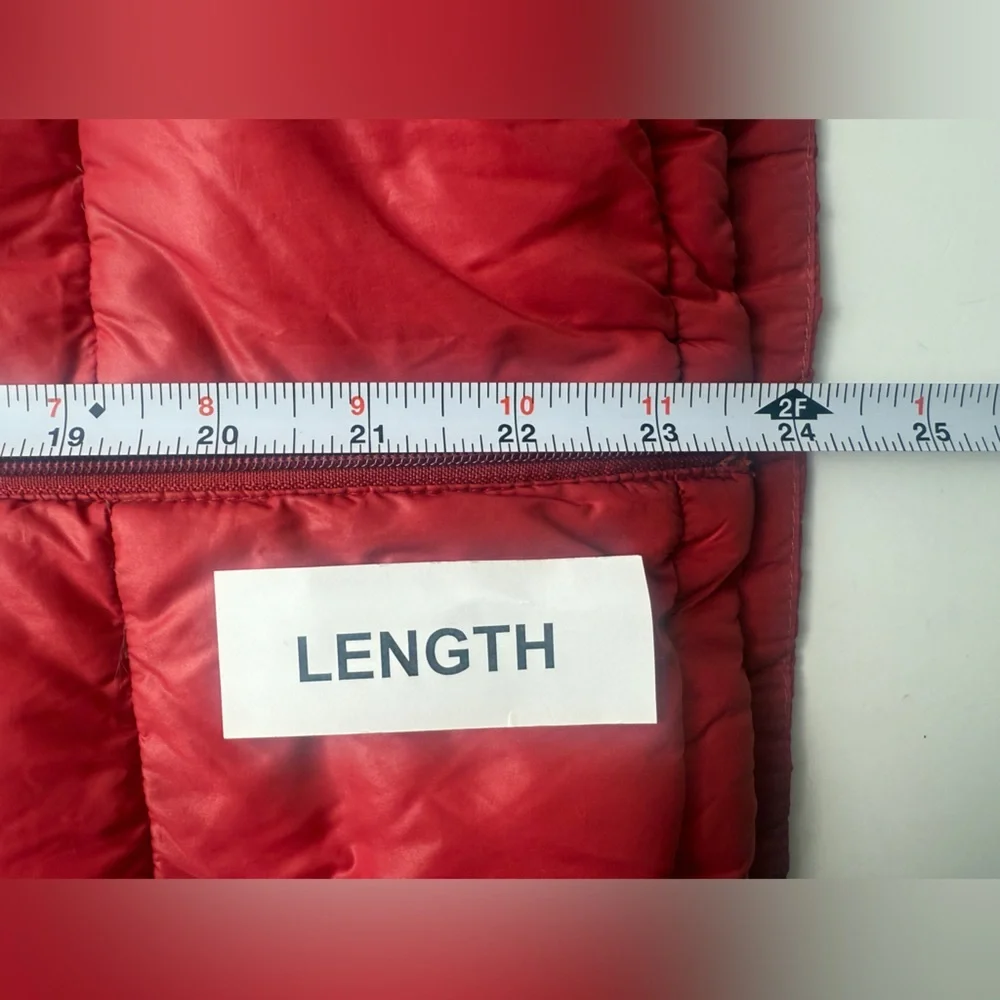 Calvin Klein Down Puffer Jacket Womens Size S Red Full Zip Packable LTWT FLAW‎